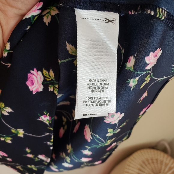 Juicy Couture Floral A-Line Long-Sleeve Mini Dress Navy Women's 8 - Picture 6 of 16